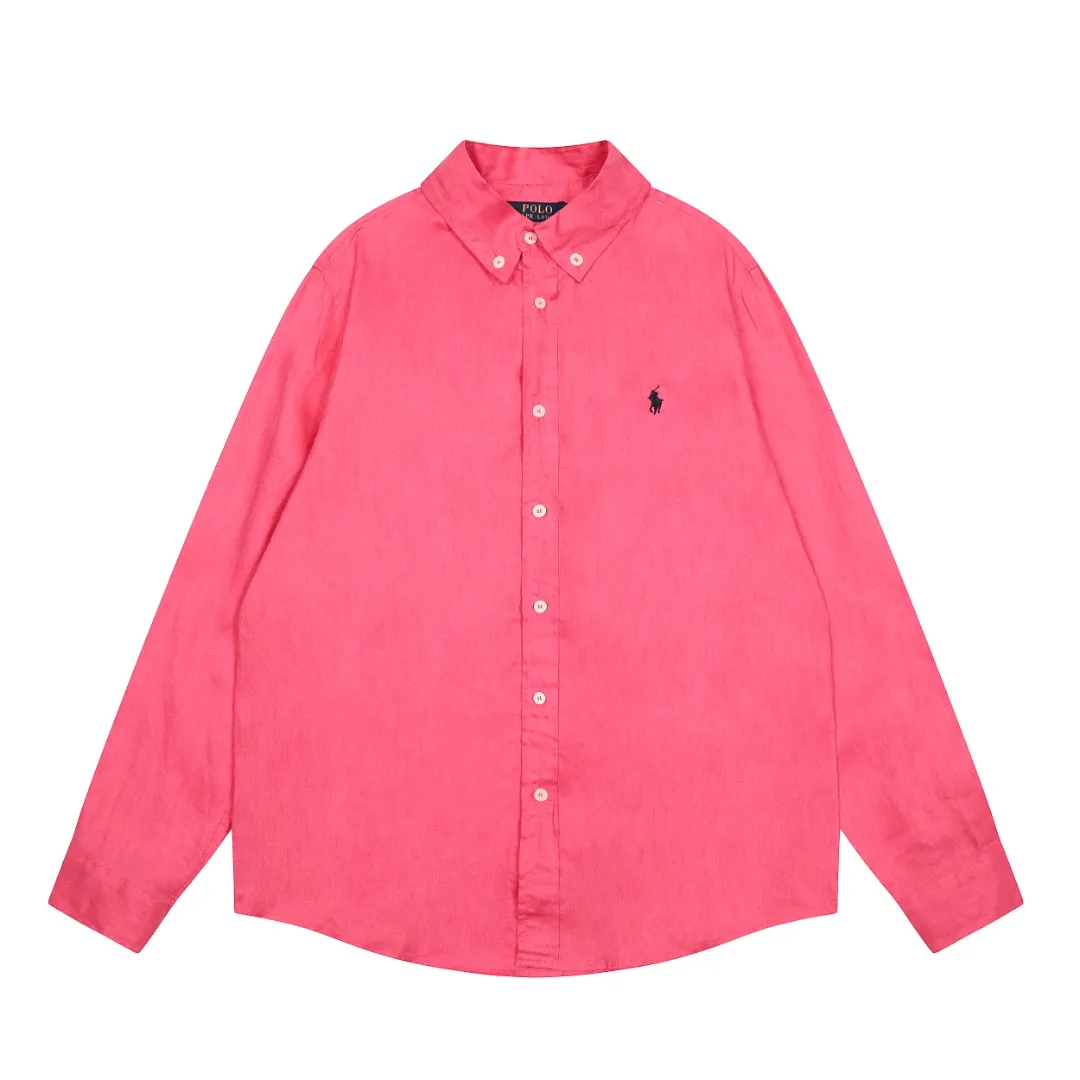 P300 Top Quality" Style Number: 8001# [Ralph Lauren Paul Pony Linen Basic Couple Style Shirt Long Sleeve] ✅Ralph Lauren Paul Small Label War Horse 100% Pure Linen Classic Basic Four Seasons Shirt Long Sleeve ✅A must-have item for the lazy style. The upper body has a retro and fresh feeling. ✅100% pure linen 280g 32 count fabric. Washed, retro and textured. ✅Dedicated to platform live broadcast. Wholesale entity ✅Simple and easy to match, light American old money style, the upper body is super great, ✅Standard for all seasons, worn alone/inner, it is a must-have for YYDS couples wardrobe. Size: S-XL Color: Black, White, Navy, Khaki, Pink, Yellow, Red, Colorful Blue, Light Blue, Rose Red